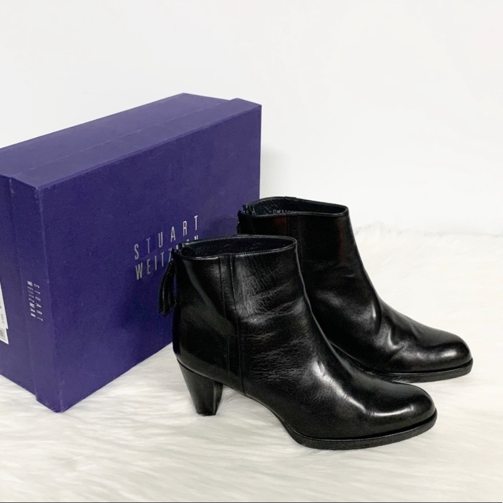 Stuart Weitzman | Restart Black Leather Ankle Boot